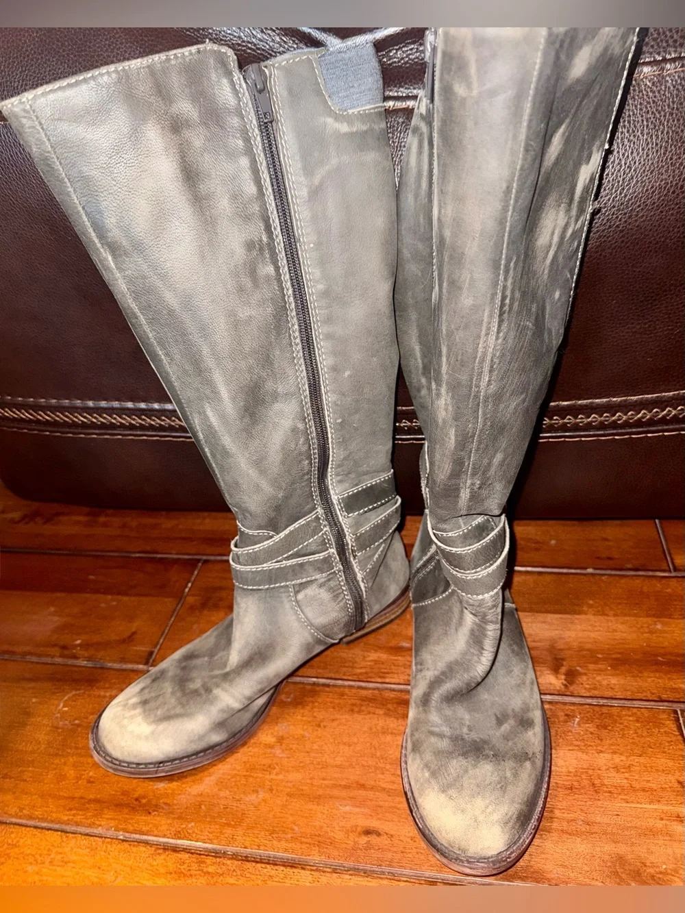 Lucky Brand Gray Over-the-Knee Faux-Leather Boots